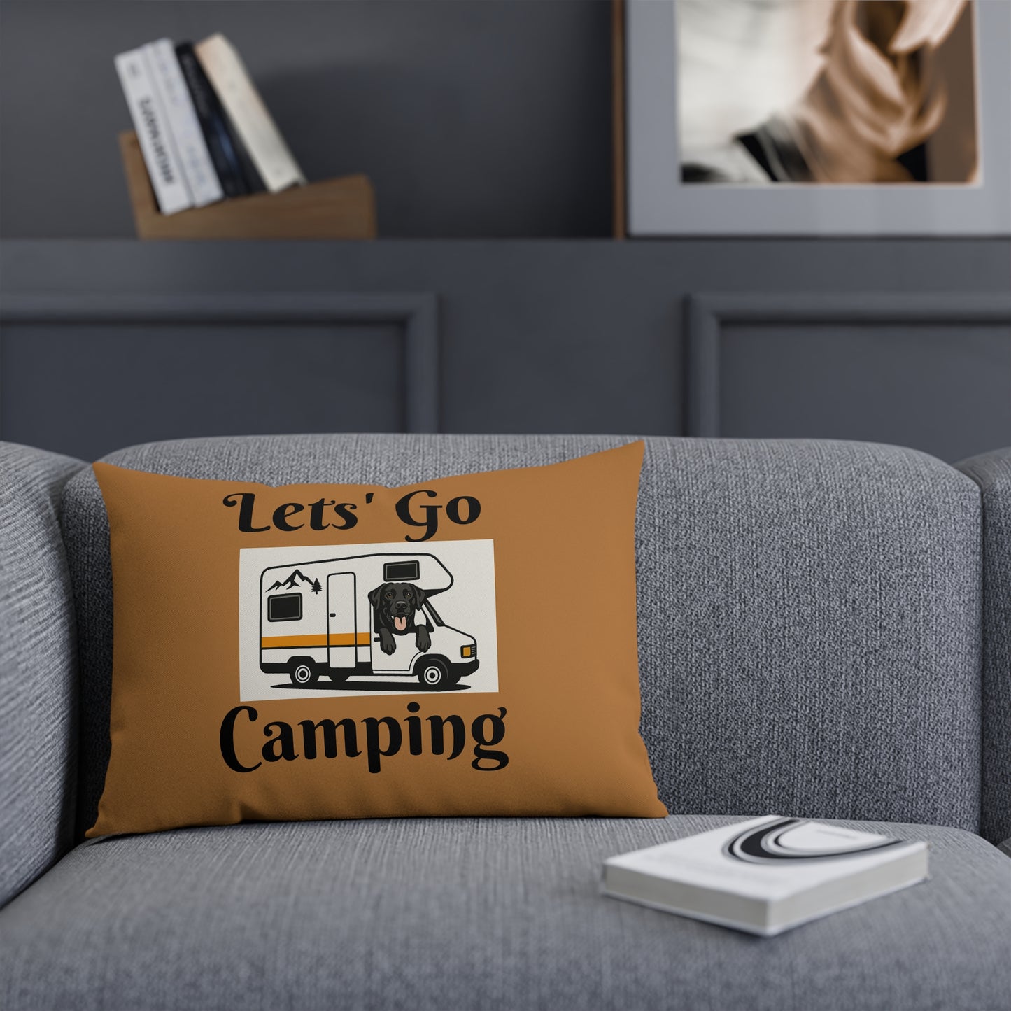 Dog-Themed Camping Cushion - "Let's Go Camping" & "Home Is Where The Dog Is"